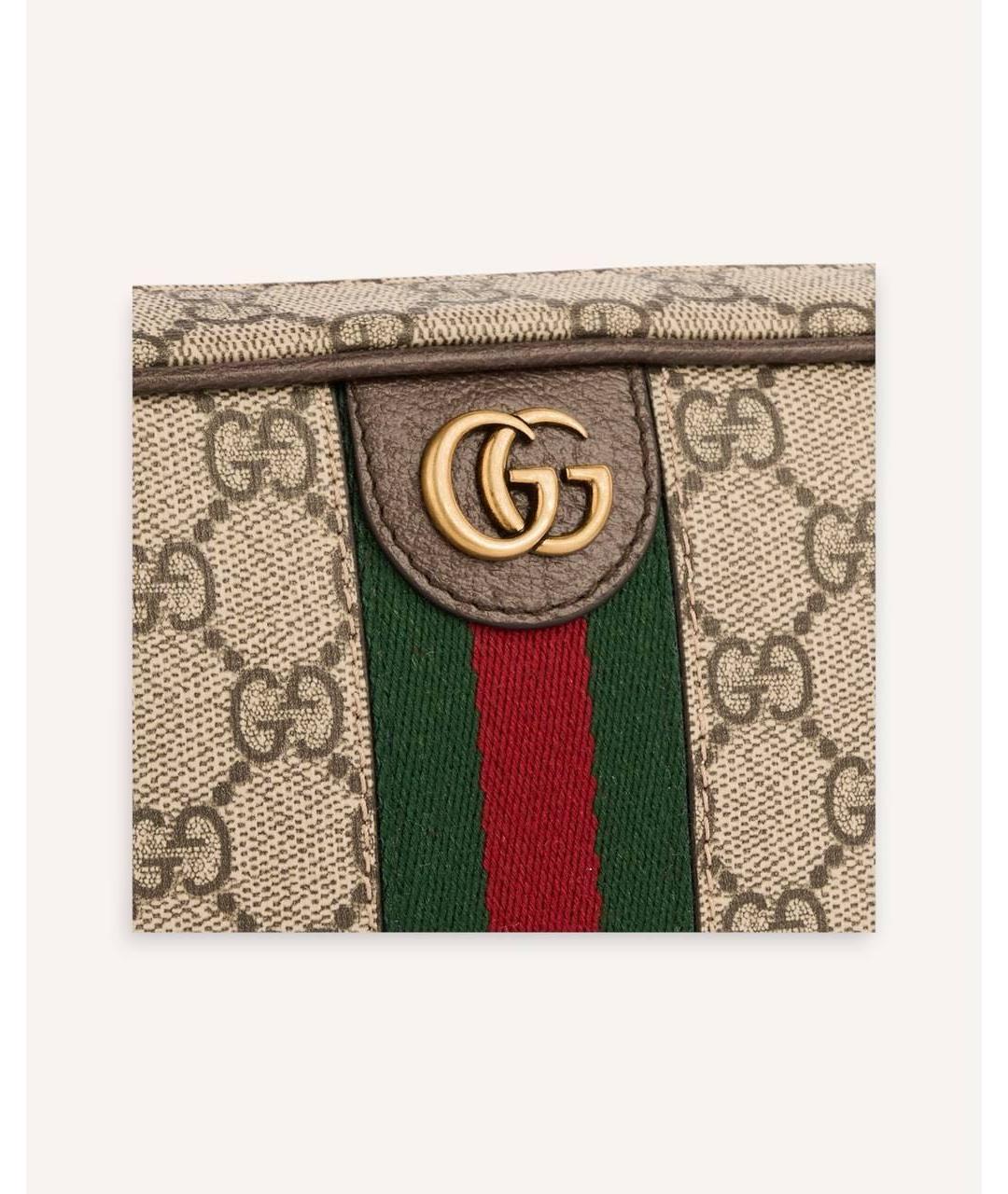 GUCCI Коричневая барсетка из канвы, фото 4
