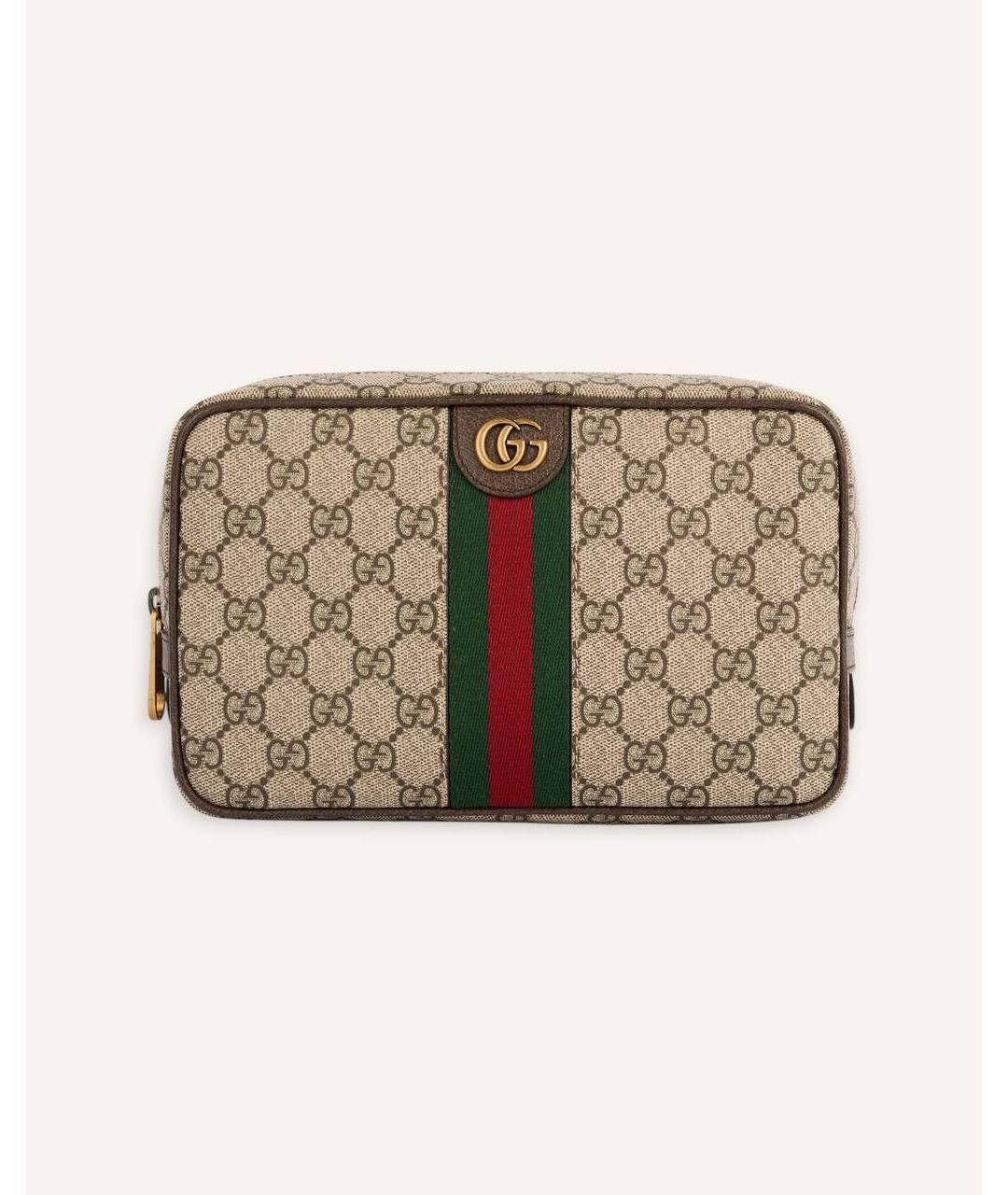 GUCCI Коричневая барсетка из канвы, фото 6