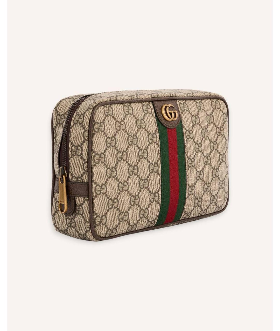GUCCI Коричневая барсетка из канвы, фото 3