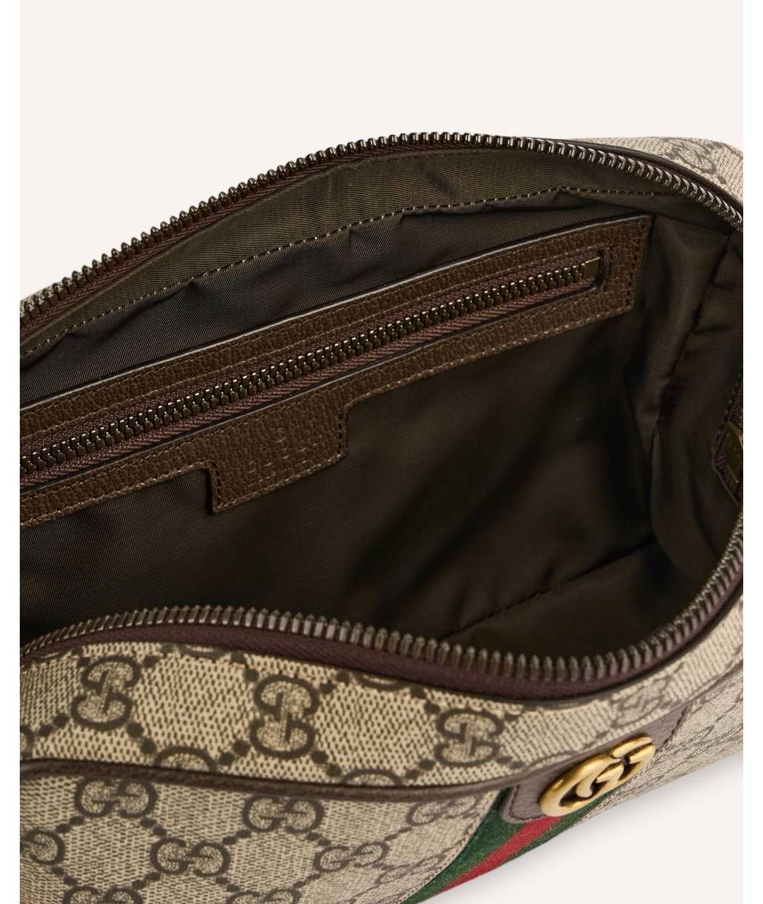 GUCCI Коричневая барсетка из канвы, фото 5