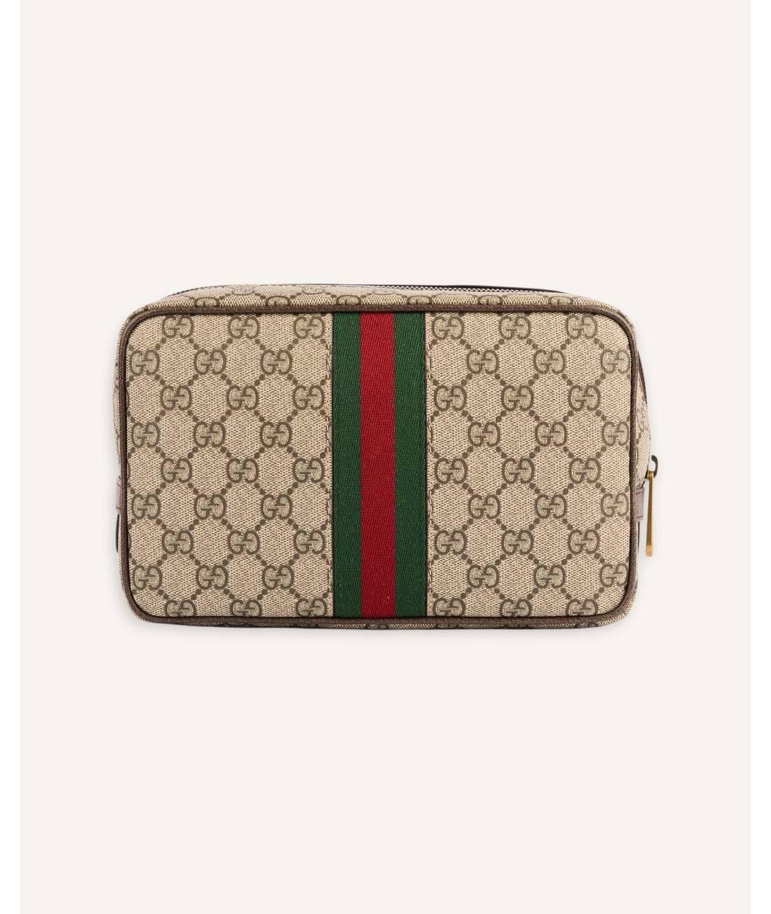 GUCCI Коричневая барсетка из канвы, фото 2
