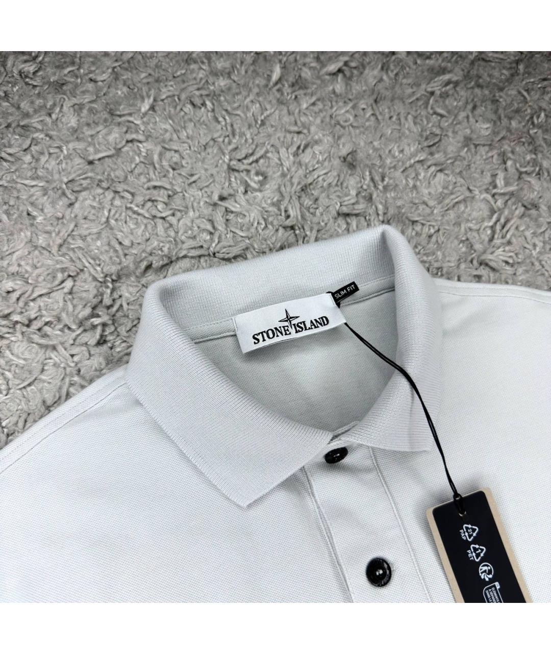 STONE ISLAND Голубое хлопковое поло с коротким рукавом, фото 3