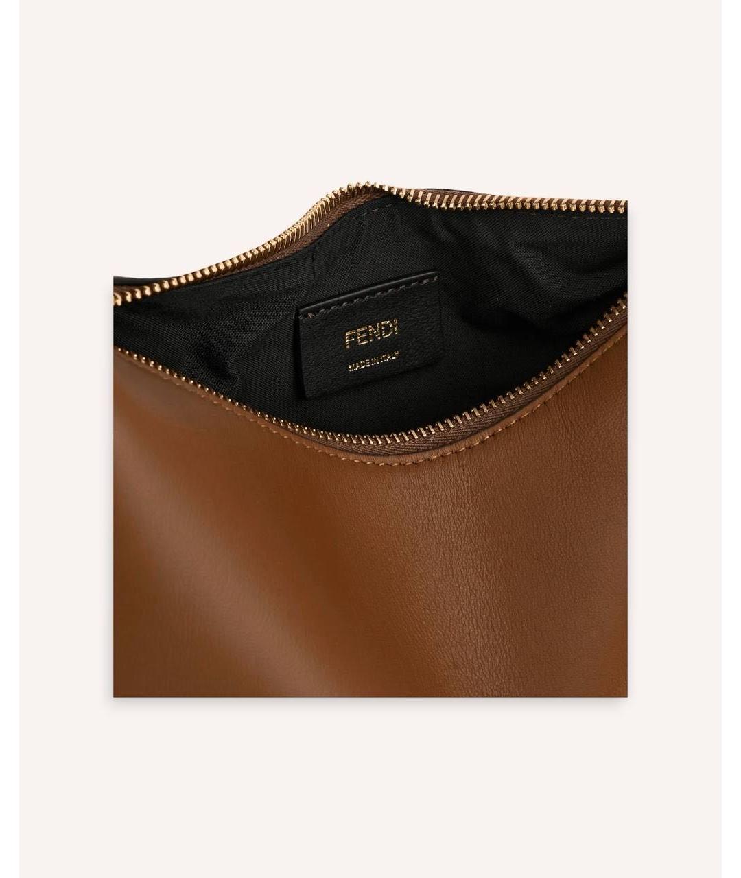 FENDI Коричневая кожаная сумка с короткими ручками, фото 7