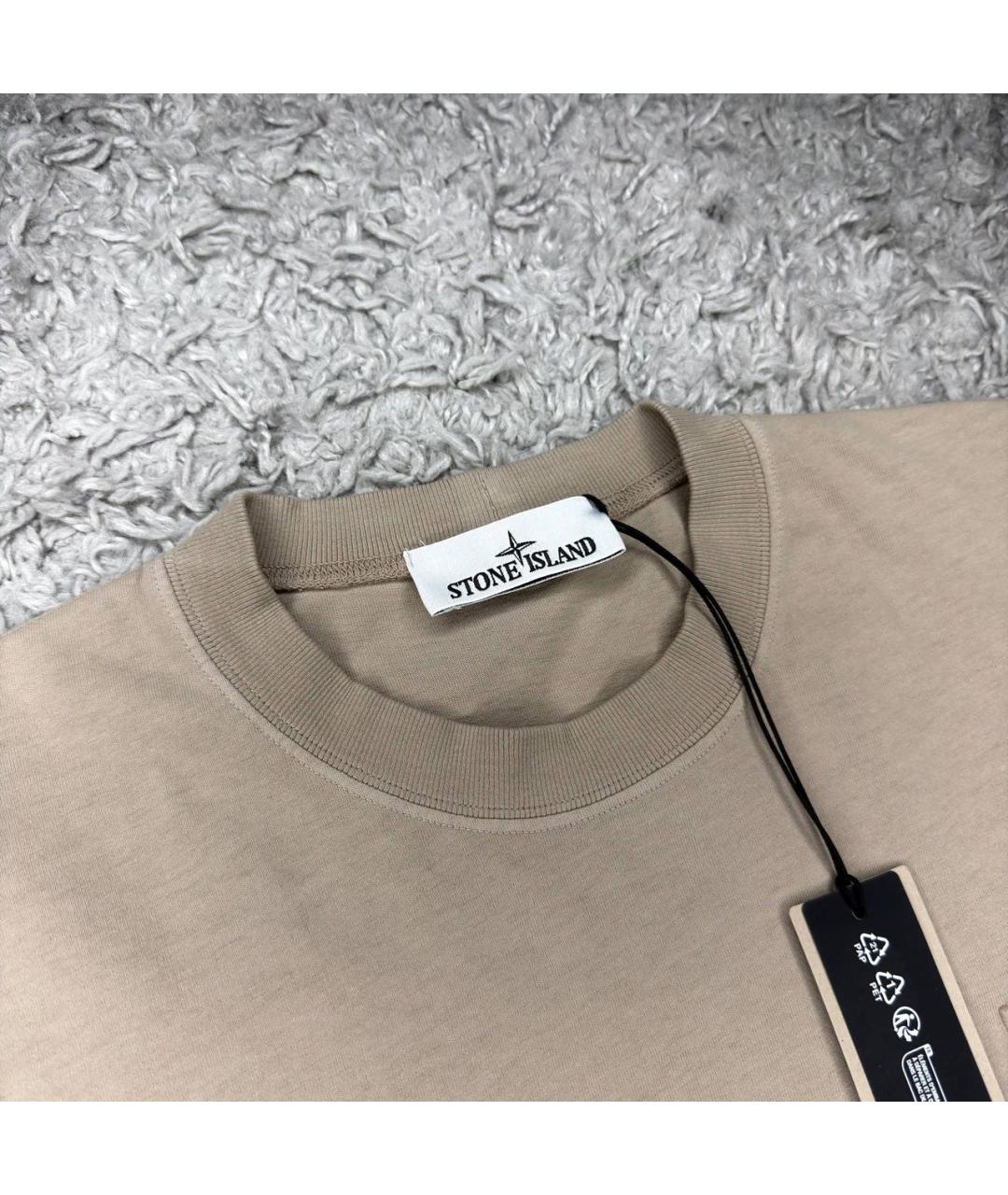 STONE ISLAND Бежевая хлопковая футболка, фото 3