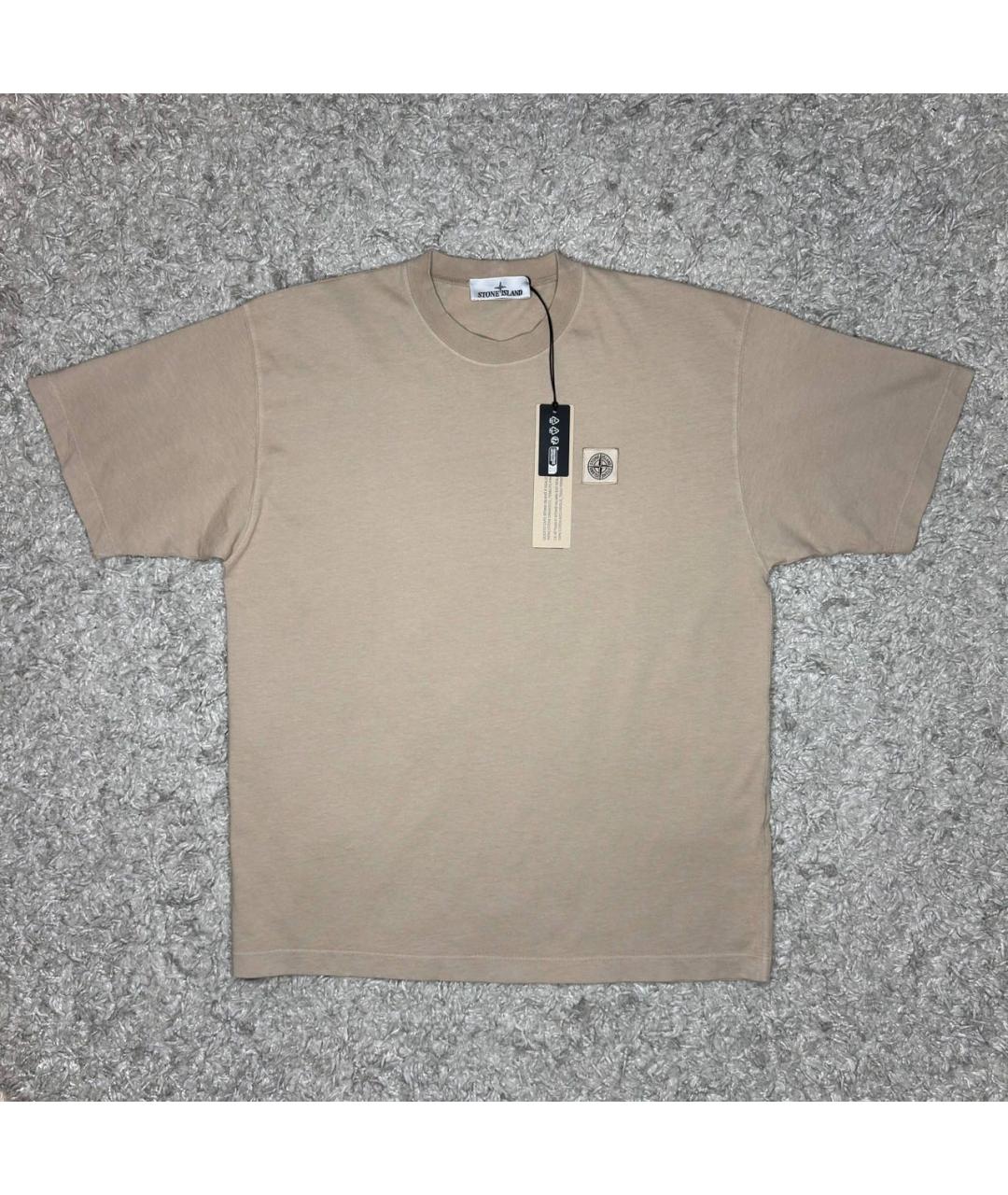 STONE ISLAND Бежевая хлопковая футболка, фото 6