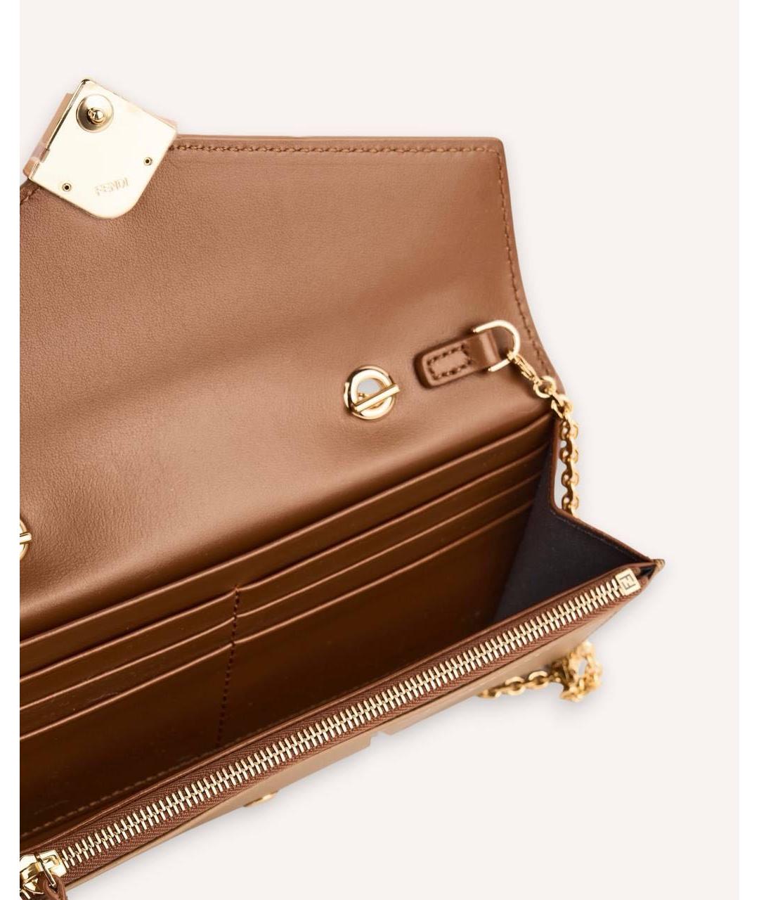 FENDI Коричневый кожаный кошелек, фото 5