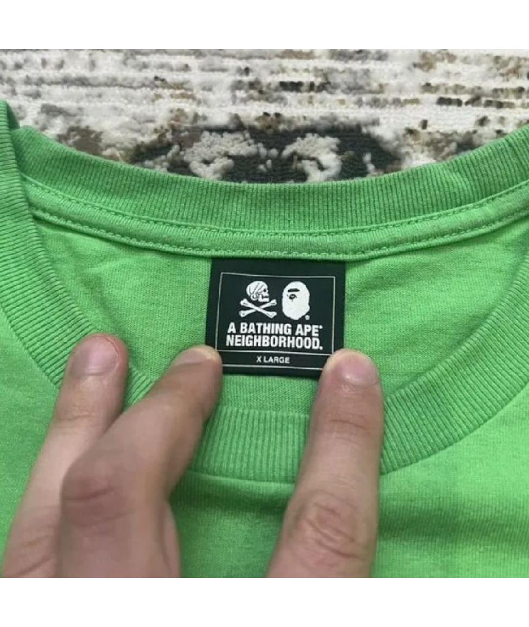 A BATHING APE Зеленая хлопковая футболка, фото 3