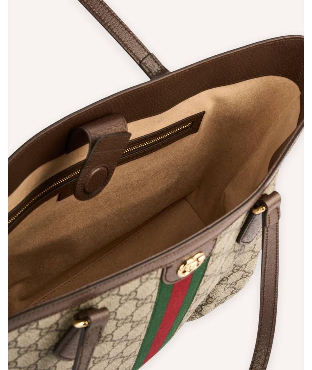 GUCCI Коричневая сумка тоут из канвы, фото 5
