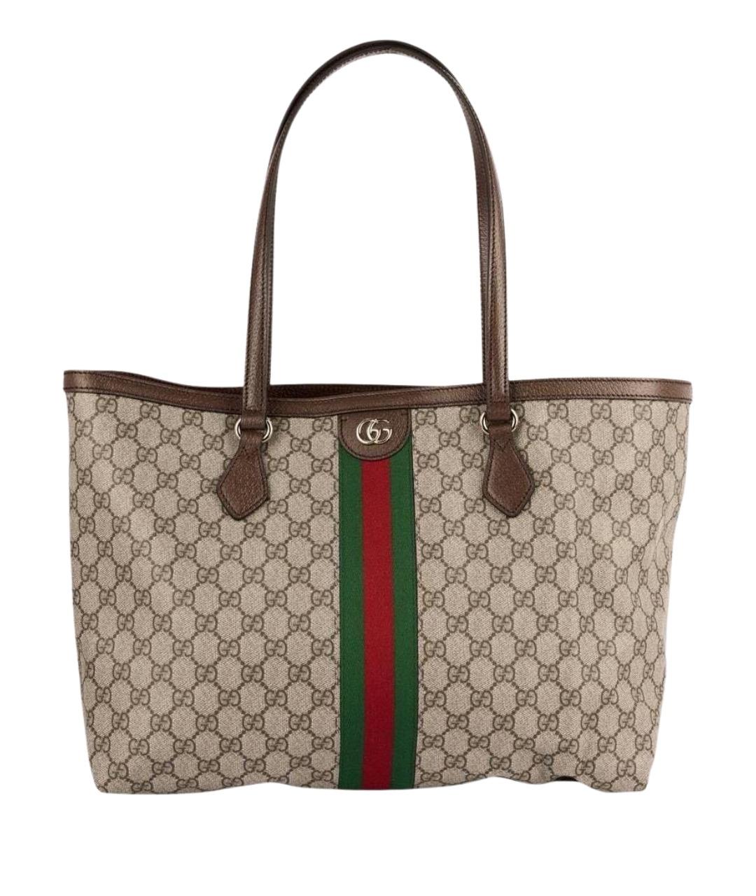 GUCCI Коричневая сумка тоут из канвы, фото 1
