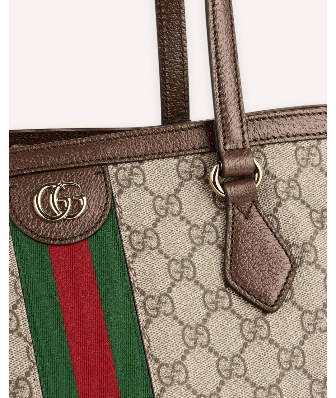 GUCCI Коричневая сумка тоут из канвы, фото 3