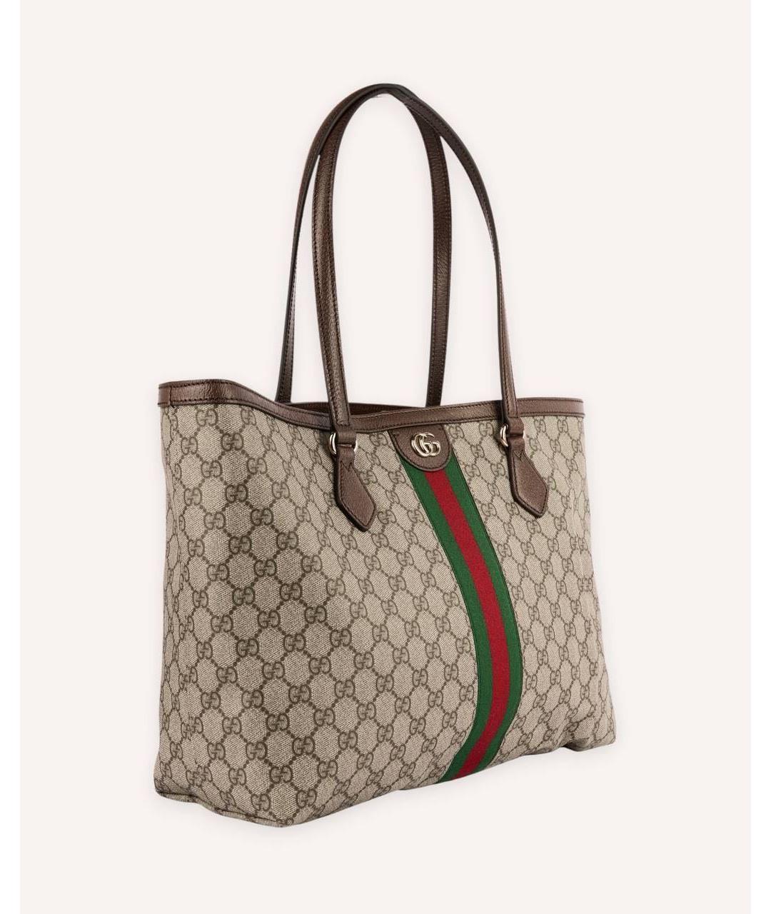 GUCCI Коричневая сумка тоут из канвы, фото 4