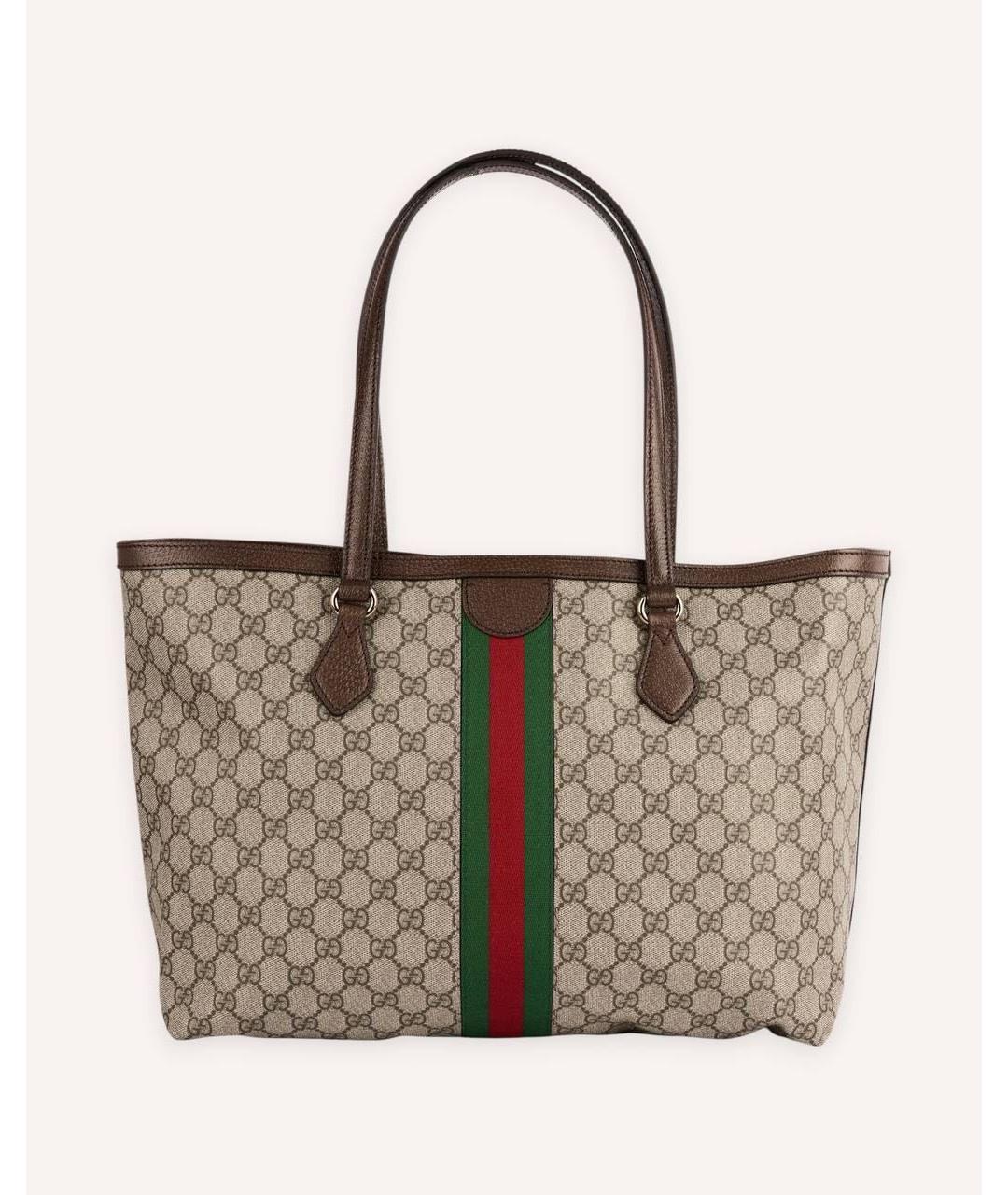 GUCCI Коричневая сумка тоут из канвы, фото 2