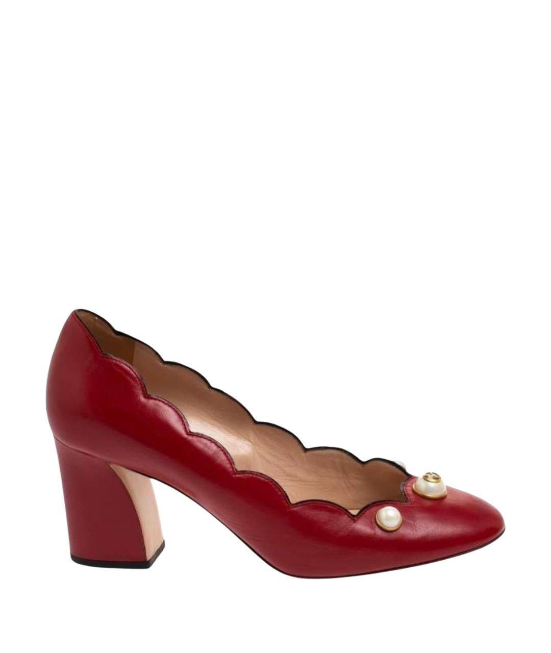 GUCCI Красные кожаные туфли, фото 1