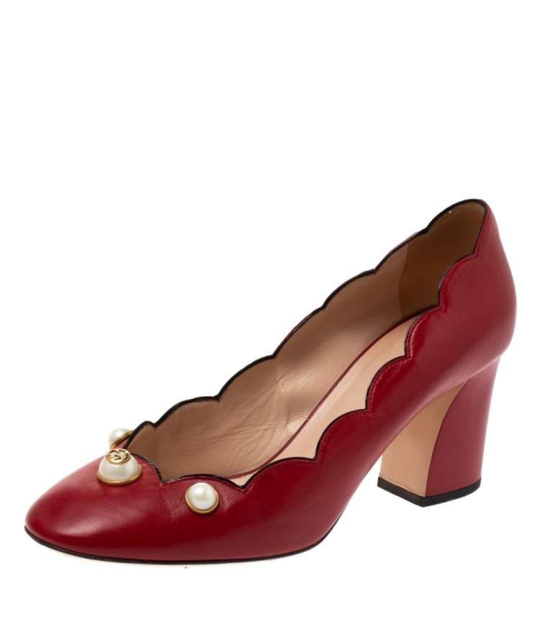 GUCCI Красные кожаные туфли, фото 2