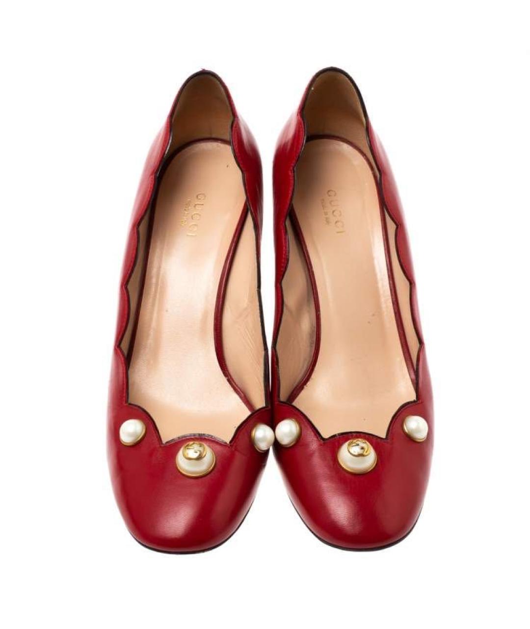 GUCCI Красные кожаные туфли, фото 3