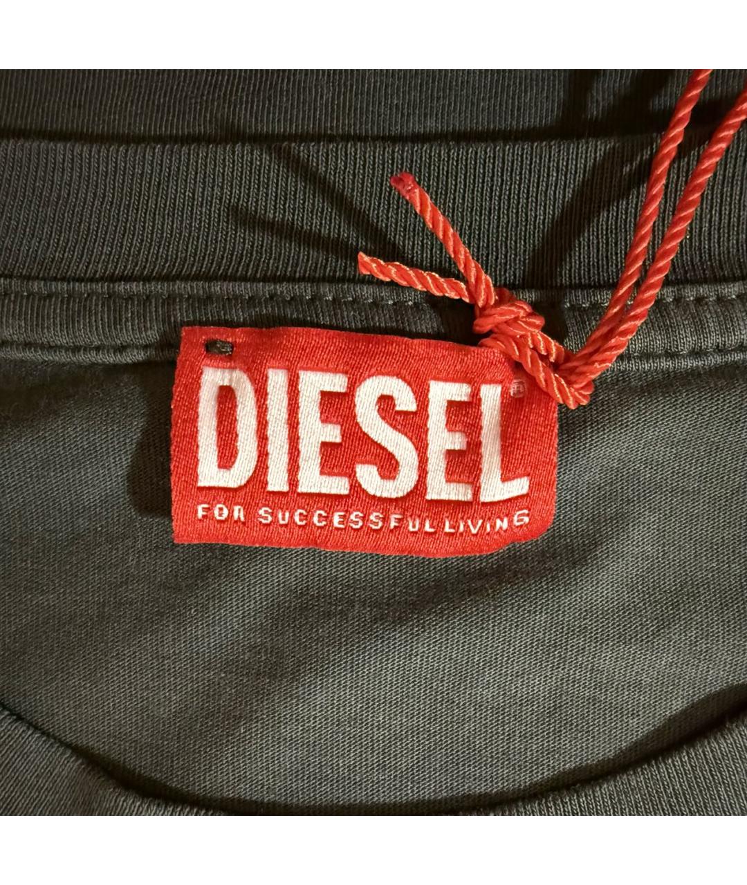 DIESEL Антрацитовая хлопковая футболка, фото 3
