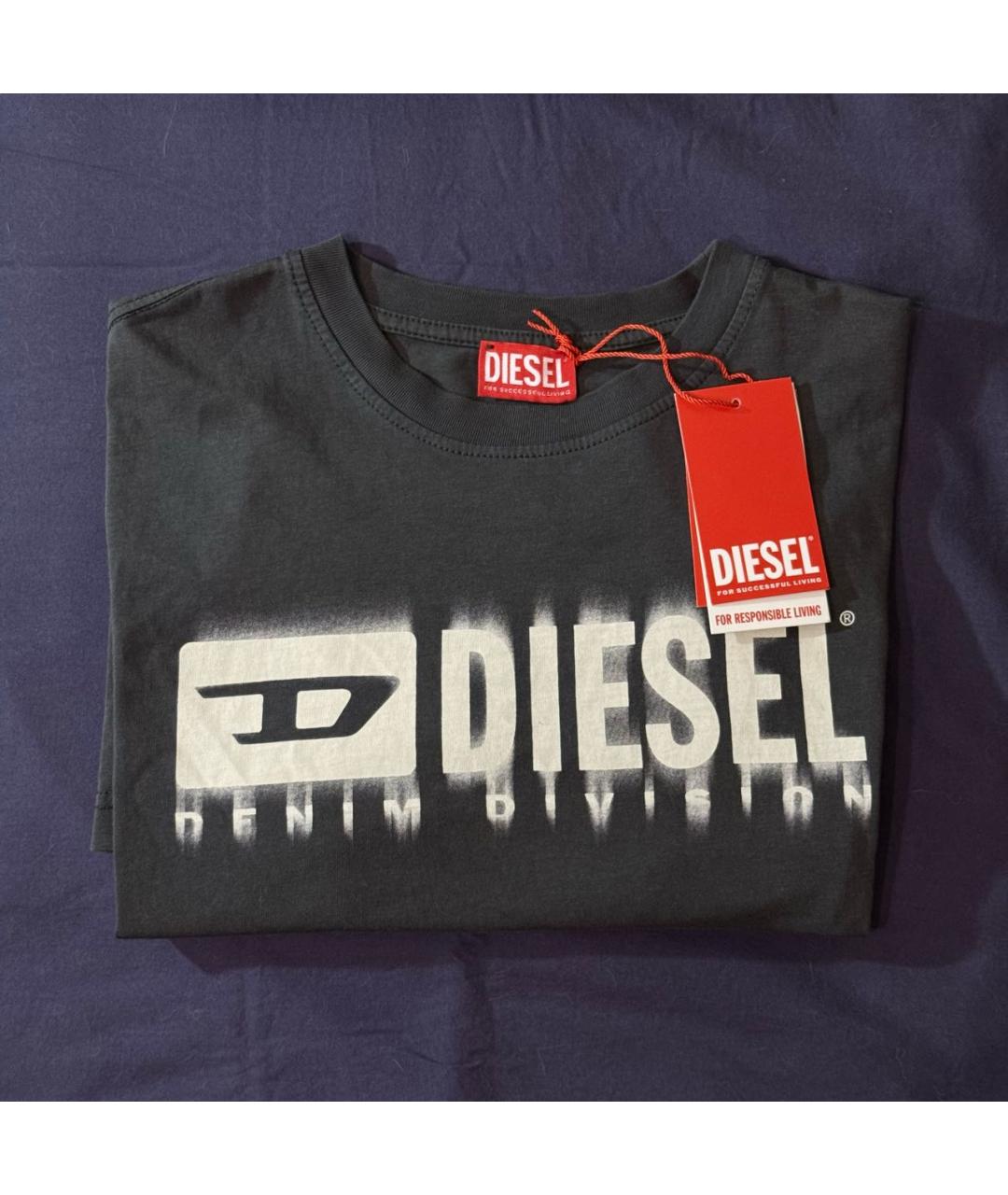 DIESEL Антрацитовая хлопковая футболка, фото 5