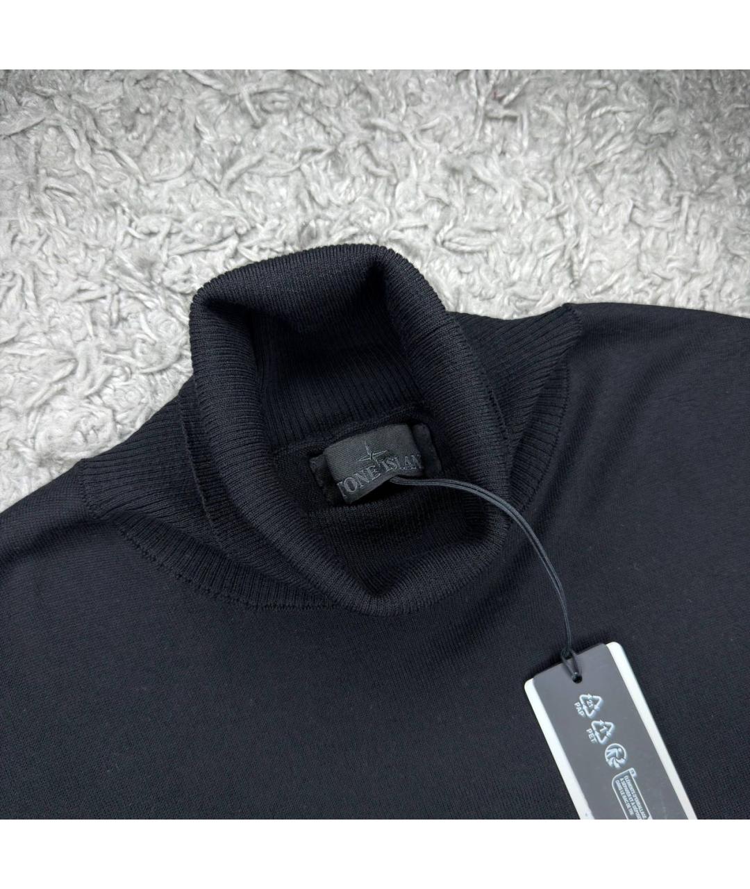 STONE ISLAND Черная шерстяная водолазка, фото 3