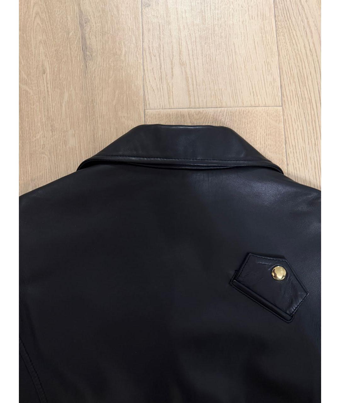 BOUTIQUE MOSCHINO Черная кожаная куртка, фото 3
