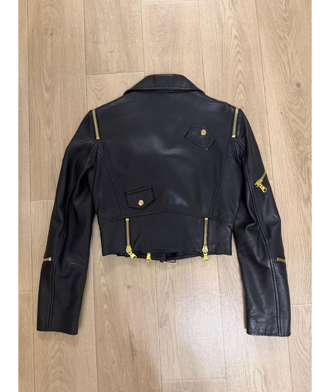 BOUTIQUE MOSCHINO Черная кожаная куртка, фото 2