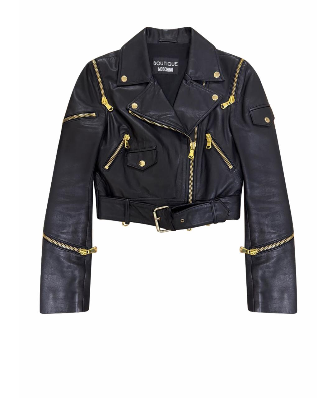 BOUTIQUE MOSCHINO Черная кожаная куртка, фото 1