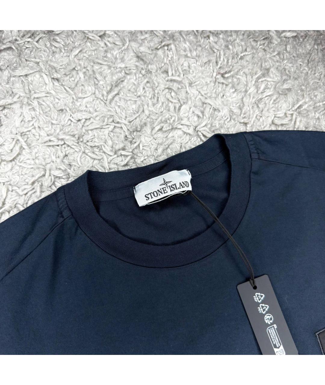 STONE ISLAND Темно-синяя футболка, фото 3