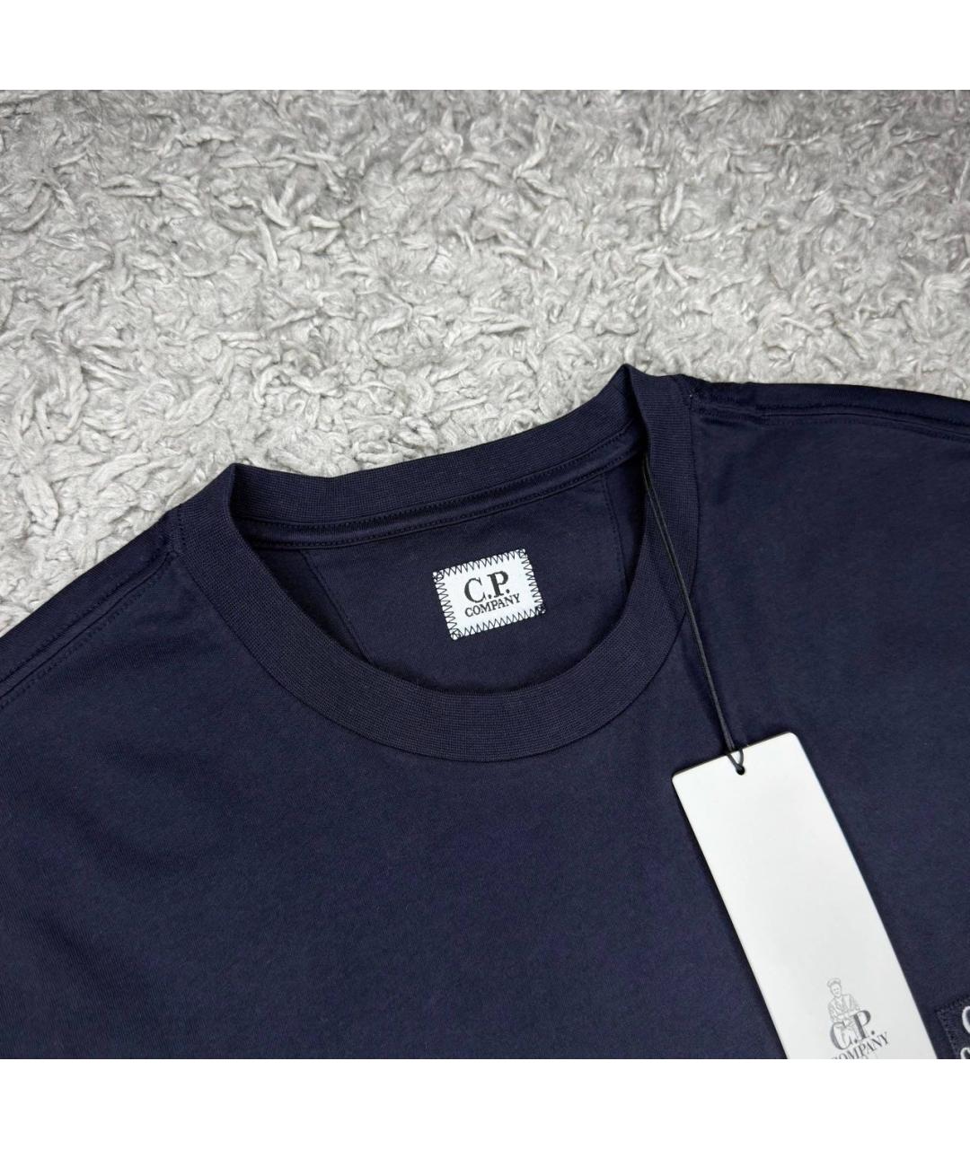 CP COMPANY Темно-синяя хлопковая футболка, фото 3