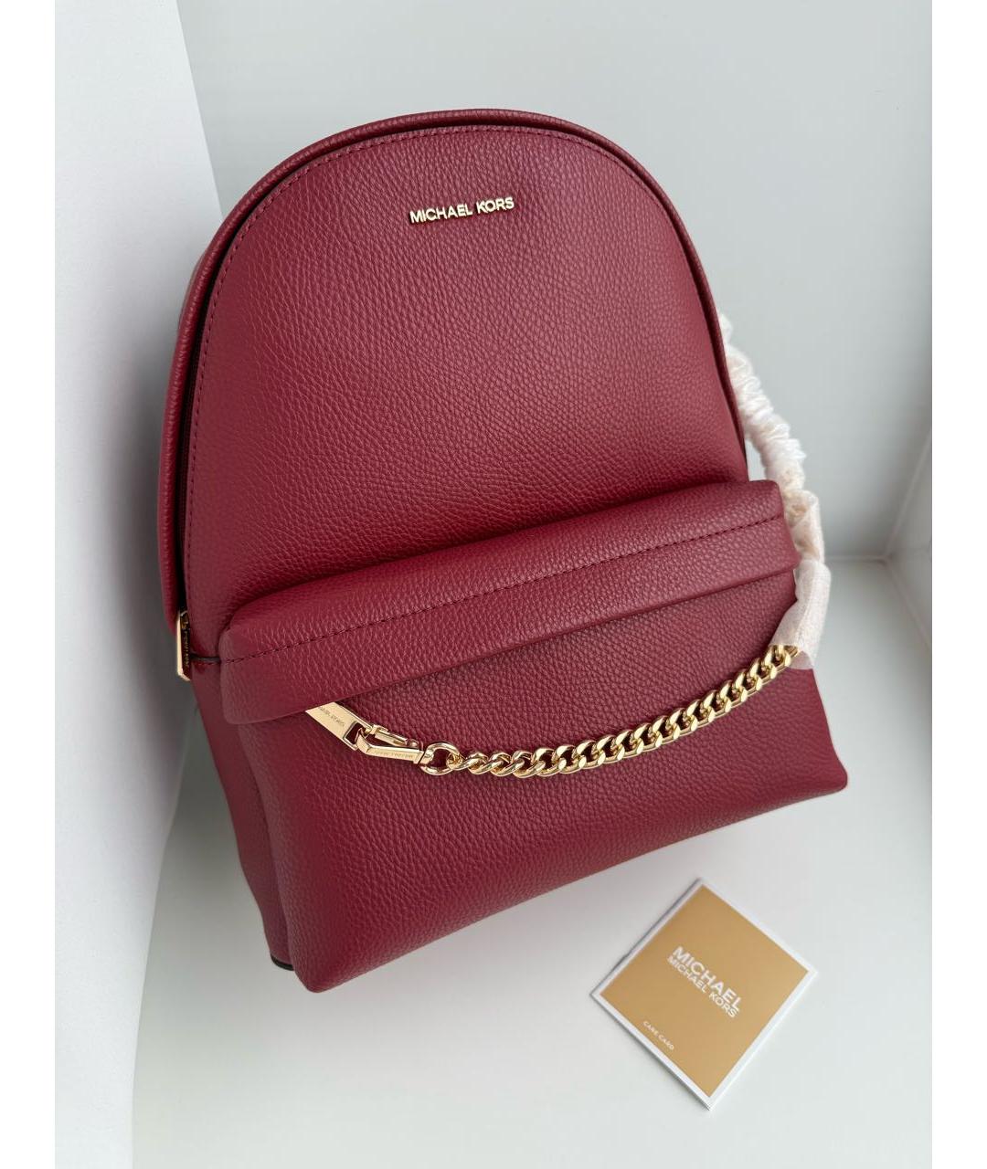 MICHAEL KORS Бордовый рюкзак из искусственной кожи, фото 2