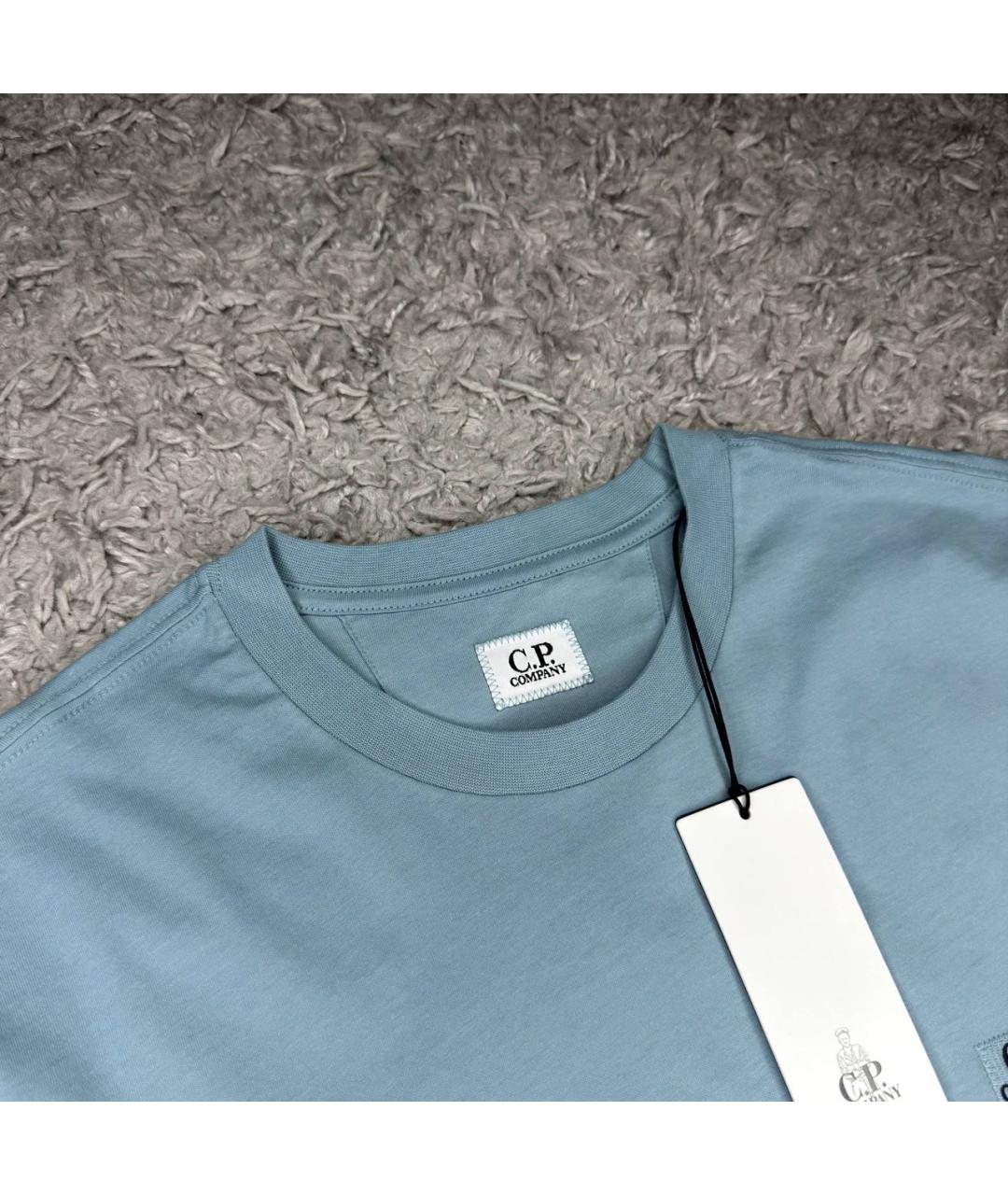 CP COMPANY Голубая хлопковая футболка, фото 3