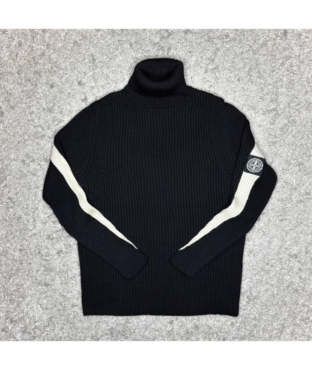 STONE ISLAND Черная шерстяная водолазка, фото 6