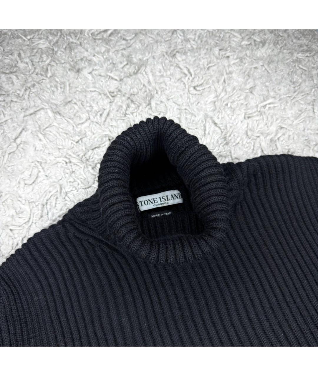 STONE ISLAND Черная шерстяная водолазка, фото 4