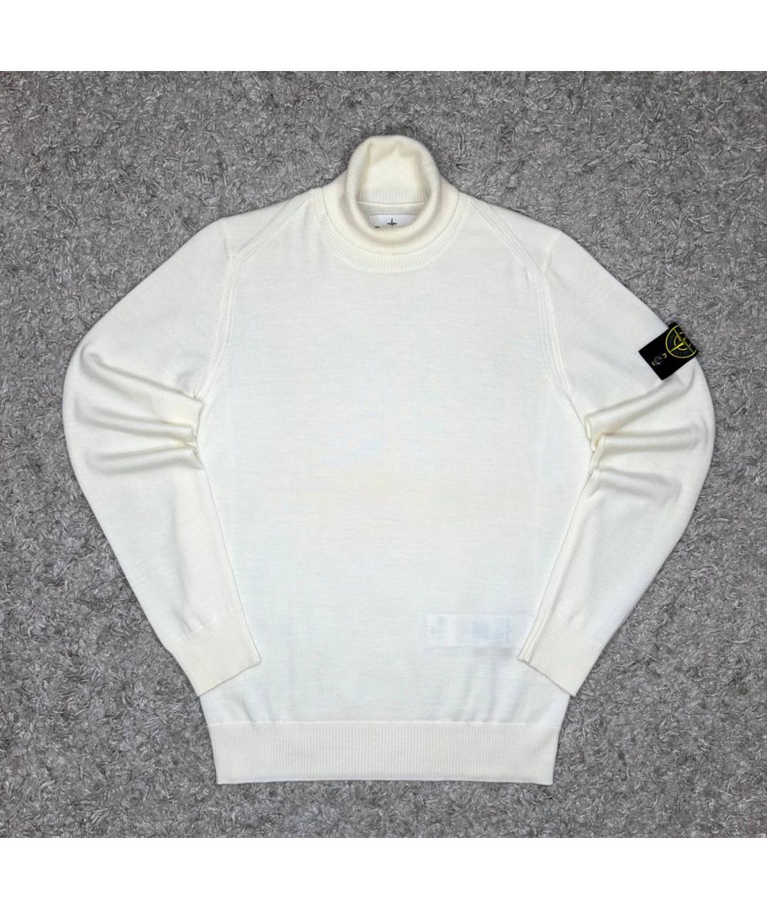 STONE ISLAND Бежевая шерстяная водолазка, фото 7