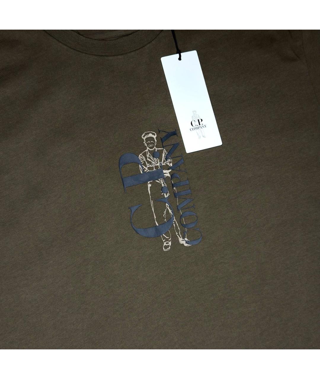CP COMPANY Коричневая хлопковая футболка, фото 2