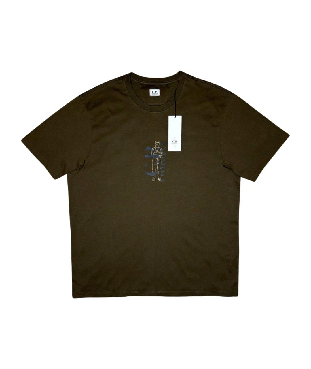 CP COMPANY Коричневая хлопковая футболка, фото 1