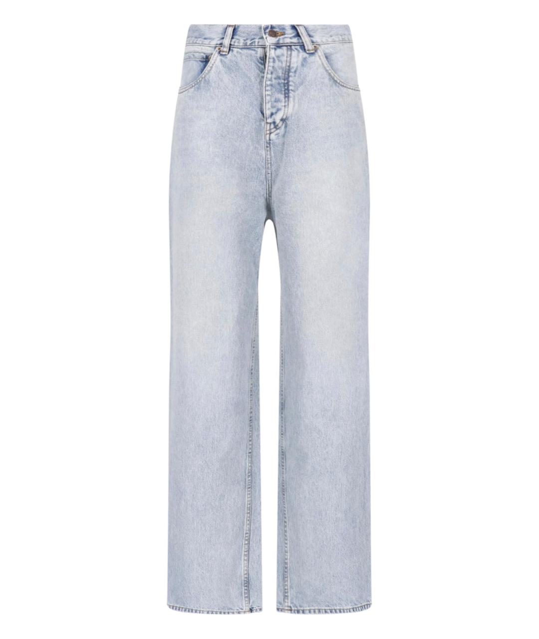 BALENCIAGA Голубые хлопковые прямые джинсы, фото 1
