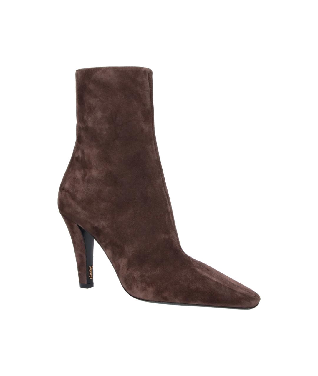SAINT LAURENT Коричневые кожаные сапоги, фото 2