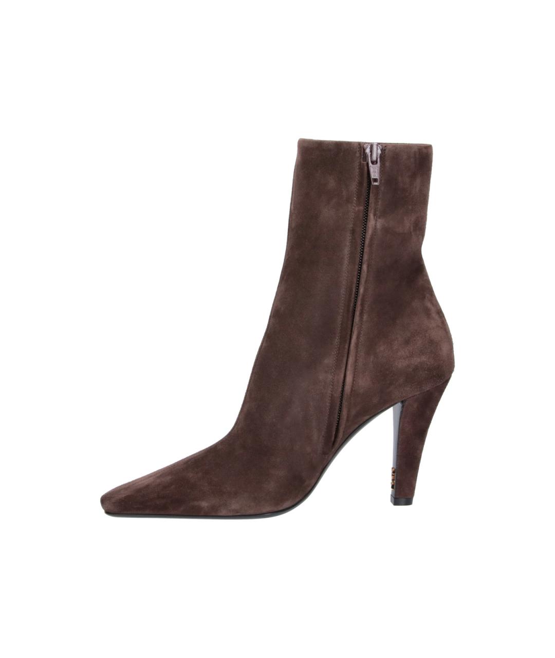SAINT LAURENT Коричневые кожаные сапоги, фото 3