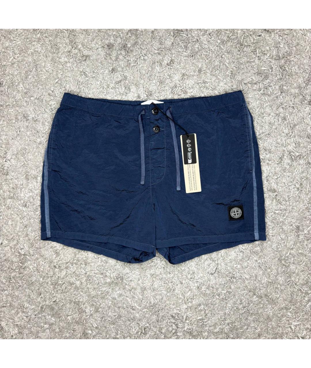 STONE ISLAND Темно-синие нейлоновые шорты, фото 6