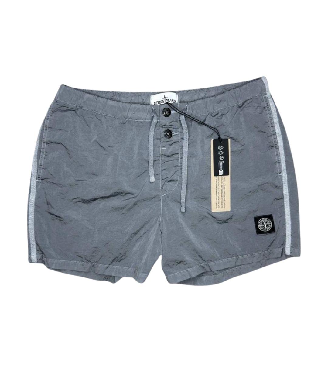 STONE ISLAND Серебряные нейлоновые шорты, фото 1