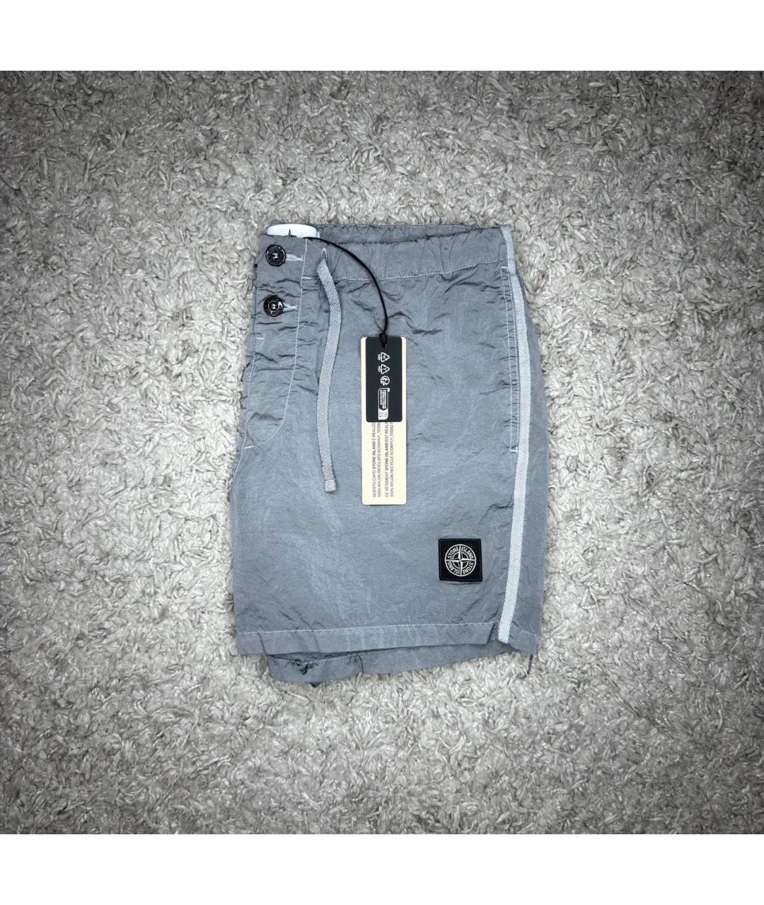 STONE ISLAND Серебряные нейлоновые шорты, фото 2