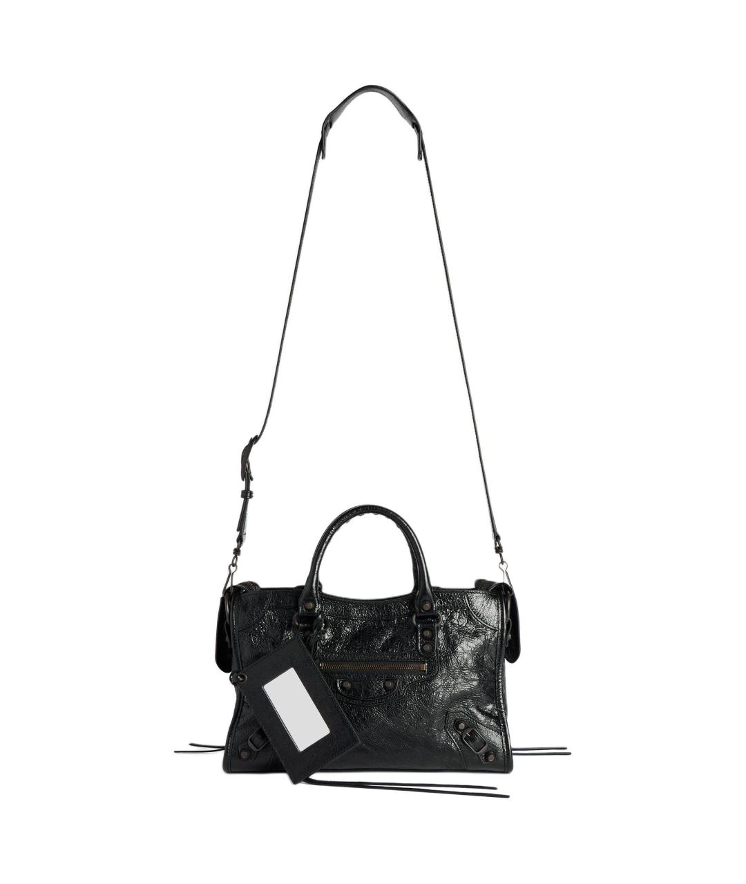 BALENCIAGA Черная кожаная сумка через плечо, фото 2
