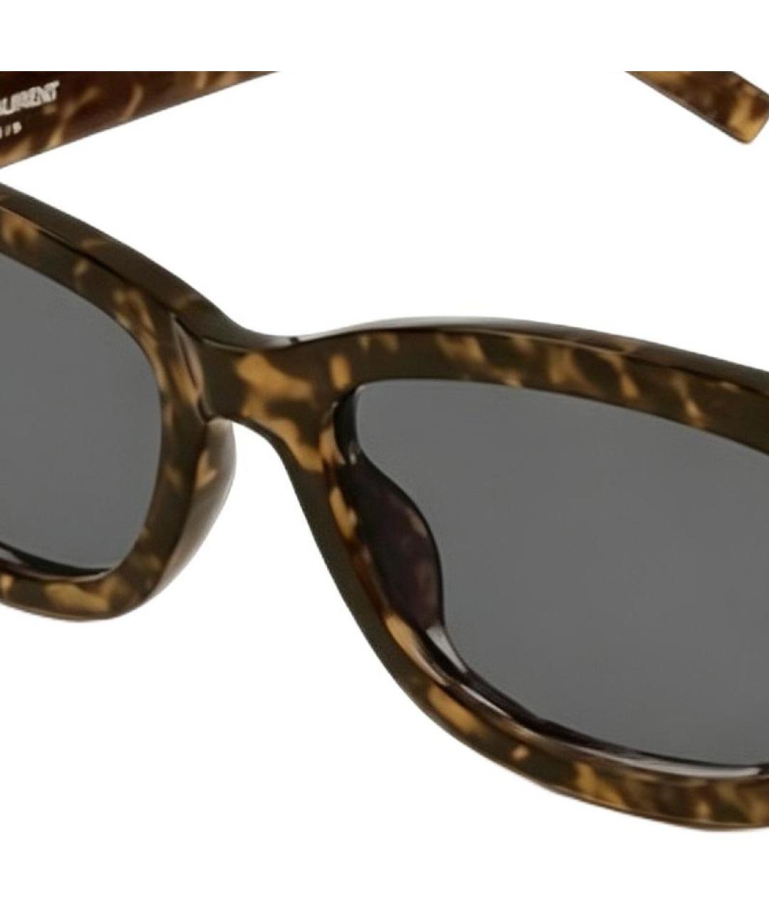 SAINT LAURENT Коричневые пластиковые солнцезащитные очки, фото 2