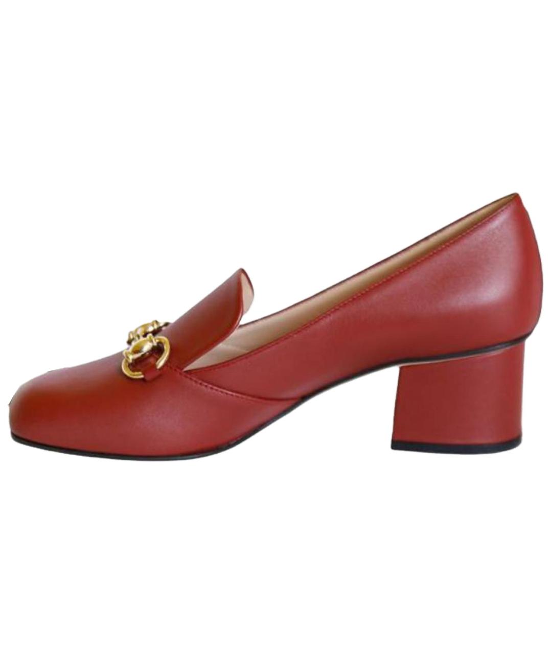 GUCCI Красные кожаные туфли, фото 2