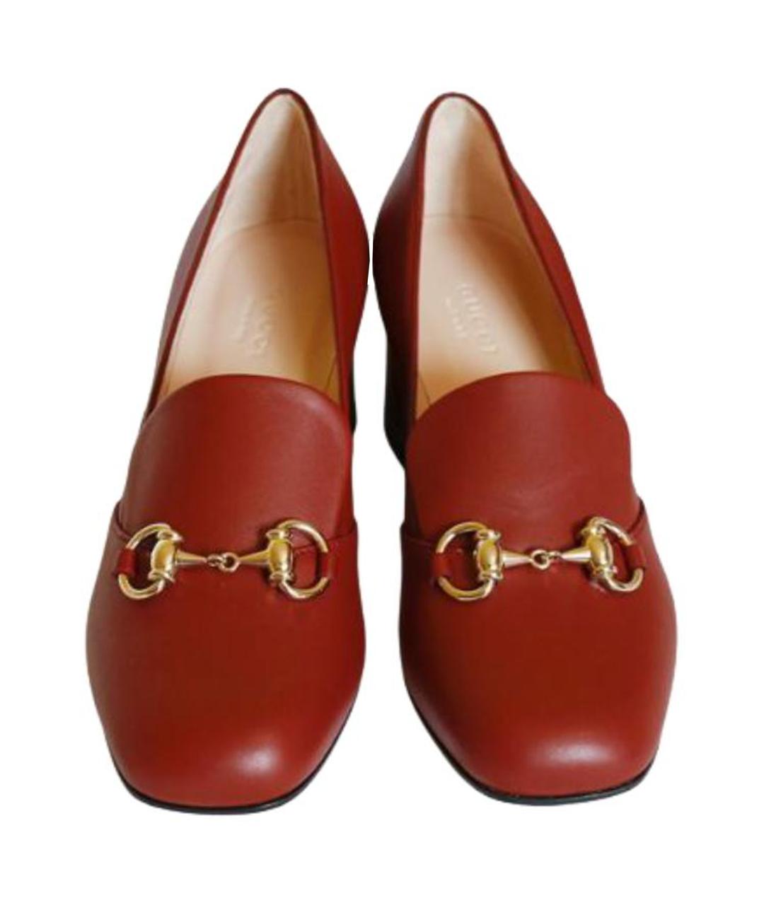 GUCCI Красные кожаные туфли, фото 3