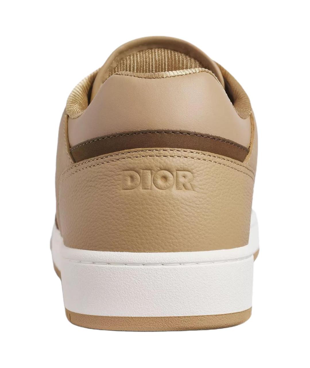 CHRISTIAN DIOR Бежевые кожаные низкие кроссовки / кеды, фото 4