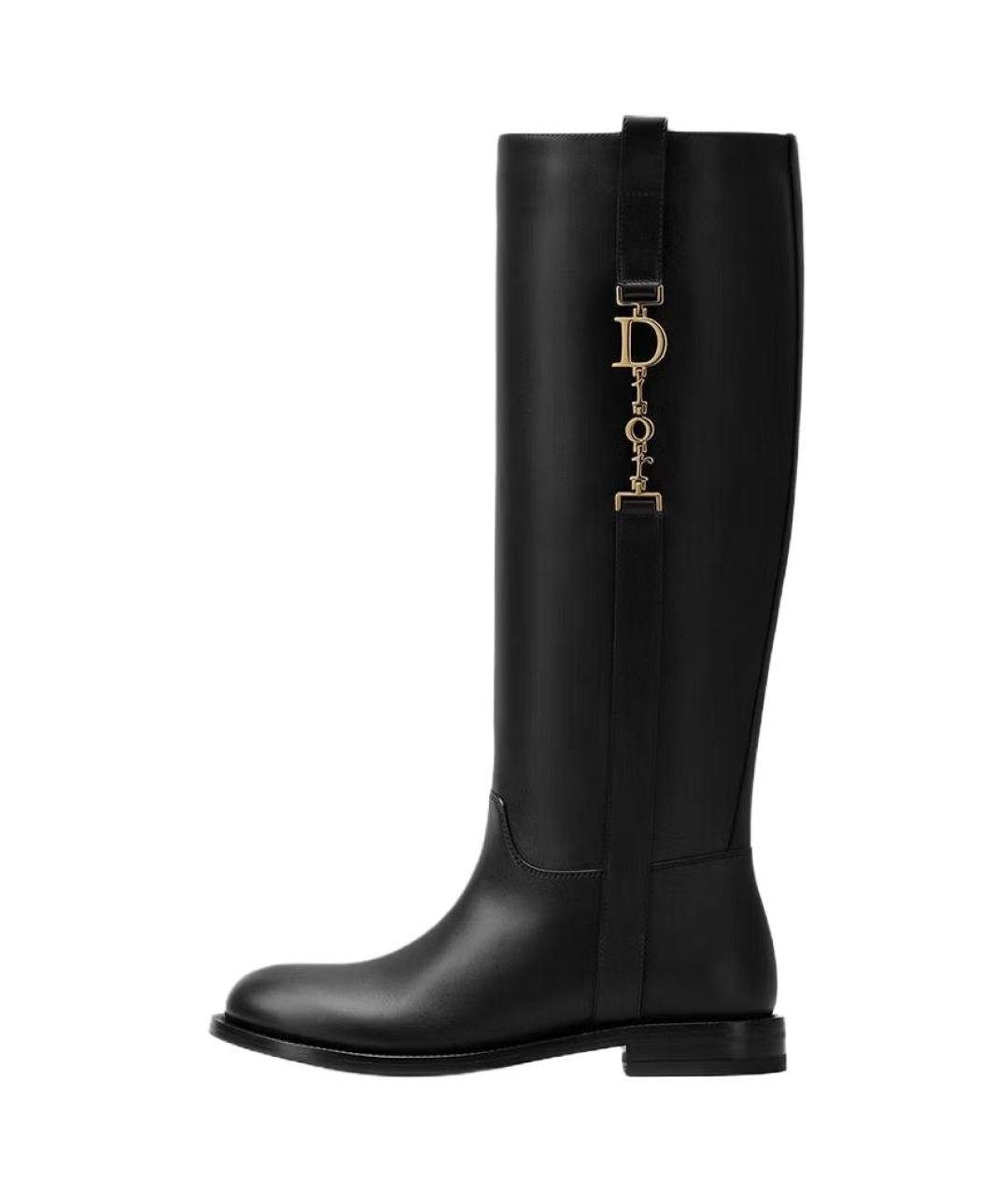 CHRISTIAN DIOR Черные кожаные сапоги, фото 2