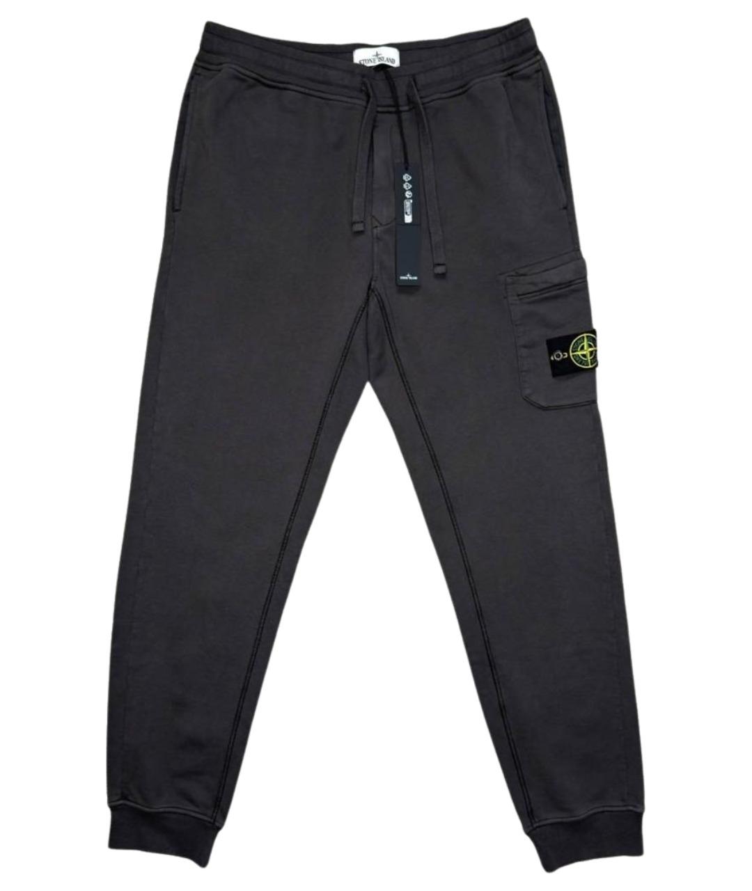 STONE ISLAND Антрацитовые хлопковые повседневные брюки, фото 1