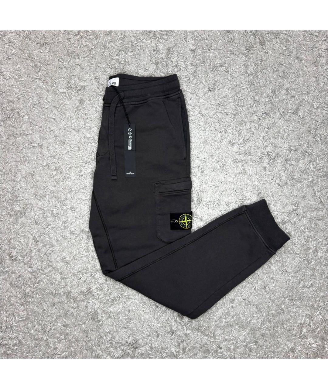 STONE ISLAND Антрацитовые хлопковые повседневные брюки, фото 2