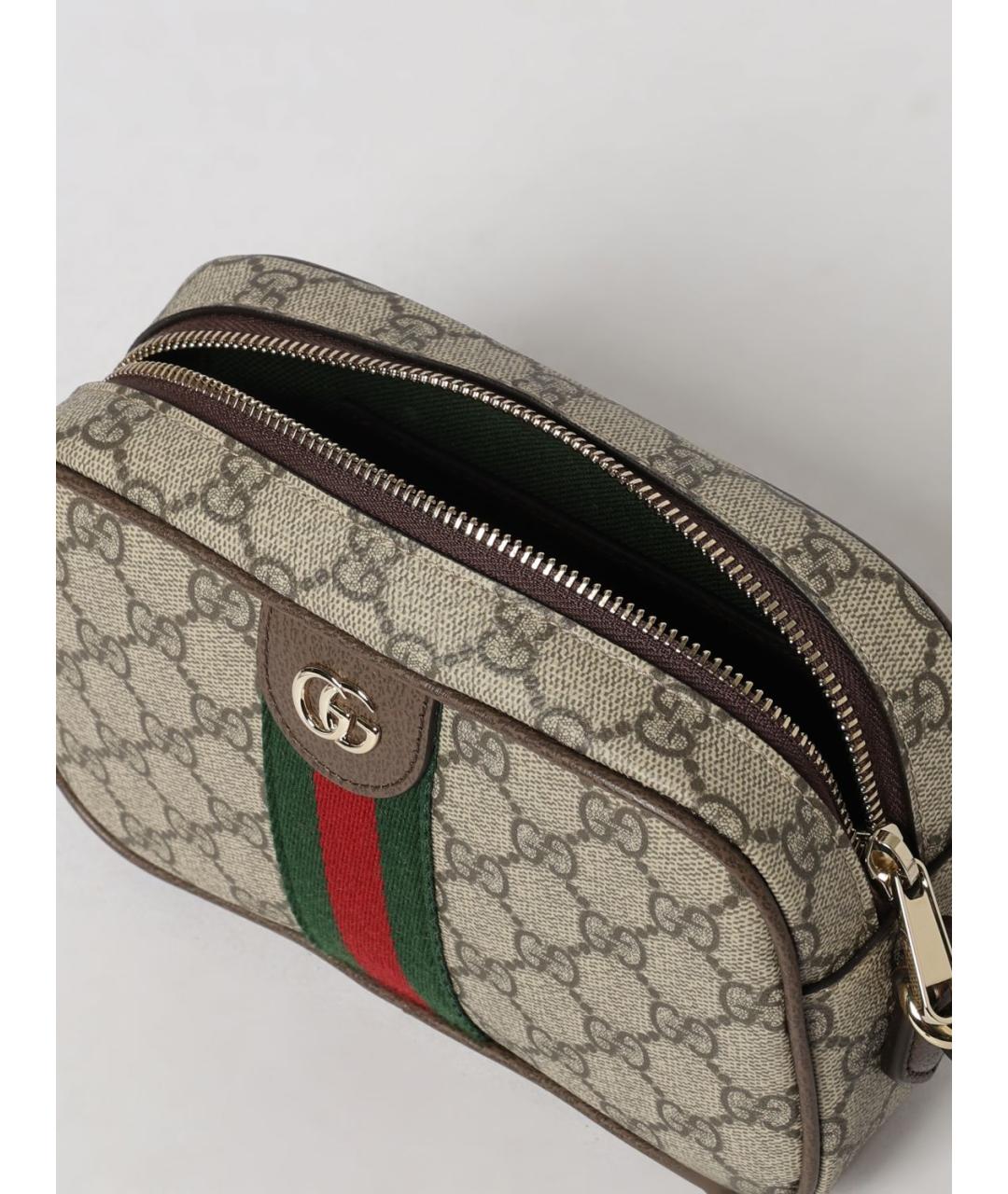 GUCCI Бежевая сумка через плечо из канвы, фото 4