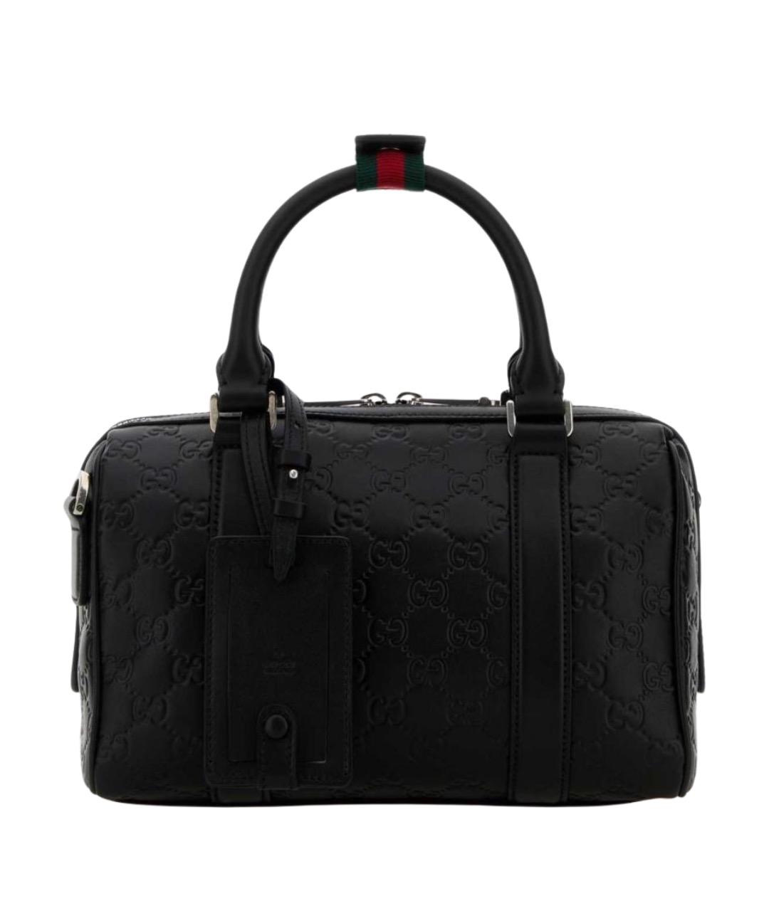 GUCCI Черная кожаная сумка с короткими ручками, фото 1